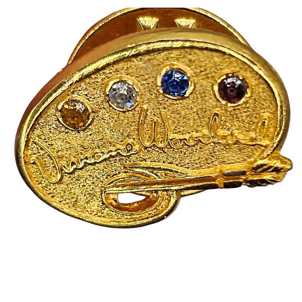 Vintage Costume Jewelry Pin Bundle Artist Color Palette Rhinestones Goldtone - Picture 4 of 4